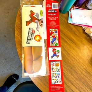 NEW SUPER MARIO BROS 1 GIANT 28.5” MARIO DECAL and 35 OTHER DECALS NEVER USED